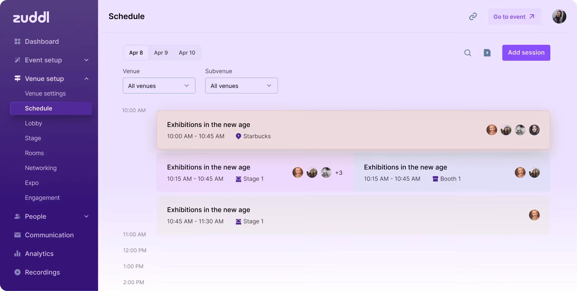 The Zuddl event dashboard